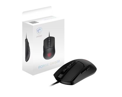 MSI FORGE GM100 Gaming Mouse – 6400 DPI, 6-Mode RGB, 7 Buttons, Symmetrical Design, 10M Click Durability