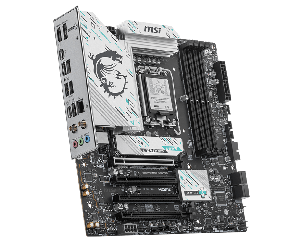 MSI B860M Gaming Plus WiFi Motherboard | Micro-ATX | Intel LGA 1851 Socket | B860 Chipset | DDR5 Memory Support | PCIe 5.0 | 2.5G LAN | Wi-Fi 6E | USB 20Gbps