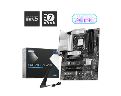 MSI PRO Z890‑S WIFI ATX Motherboard | Intel Z890 | LGA1851 | DDR5‑256GB | PCIe 5.0 x16 | M.2 Gen 5 | Wi‑Fi 7 + 2.5 GbE | Thunderbolt 4 | USB4