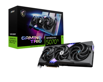 MSI GeForce RTX 5070 Ti 16G GAMING TRIO OC PLUS | 16GB GDDR7 | PCIe 5.0 | 8960 Cores | 28 Gbps | 2572 MHz Boost | DLSS 4 | HDMI 2.1b | DP 2.1b