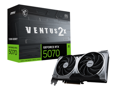 MSI GeForce RTX 5070 12 GB VENTUS 2X OC | NVIDIA Blackwell | 6144 CUDA Cores | 2557 MHz Boost | 28 Gbps GDDR7 | PCIe 5.0 | Dual-Fan Cooling