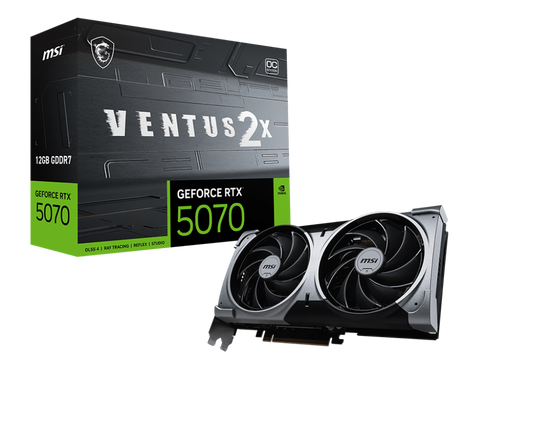 MSI GeForce RTX 5070 12 GB VENTUS 2X OC | NVIDIA Blackwell | 6144 CUDA Cores | 2557 MHz Boost | 28 Gbps GDDR7 | PCIe 5.0 | Dual-Fan Cooling