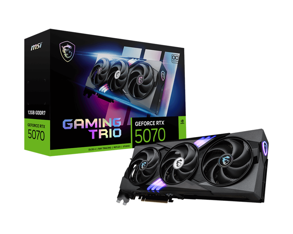 MSI GeForce RTX 5070 12G GAMING TRIO OC | 12GB GDDR7 | PCIe 5.0 | 6144 Cores | 2625 MHz Boost | 28 Gbps | DLSS 4 | HDMI 2.1b | DP 2.1b