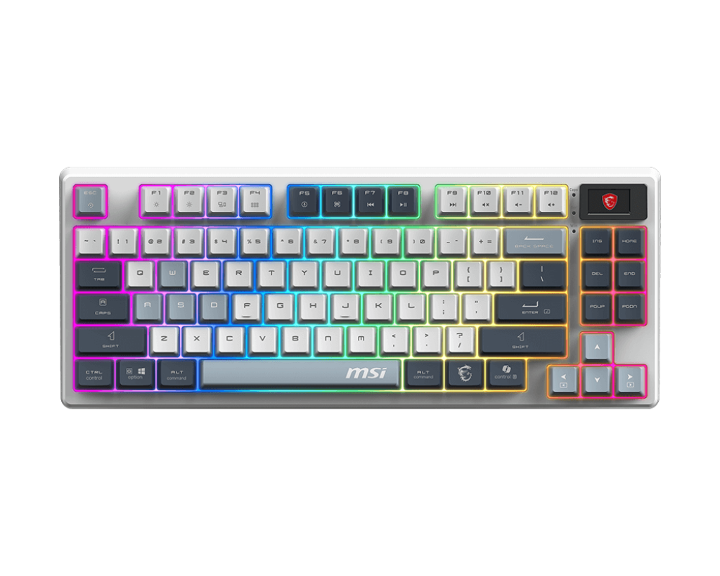 MSI FORGE GK600 TKL Wireless SKY Mechanical Gaming Keyboard | Tri-Mode Connectivity (2.4G / Bluetooth / USB) | Hot-Swappable Linear Switches | RGB Backlighting | PBT Keycaps | Tenkeyless Design | Rechargeable Battery/English