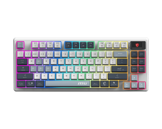 MSI FORGE GK600 TKL Wireless SKY Mechanical Gaming Keyboard | Tri-Mode Connectivity (2.4G / Bluetooth / USB) | Hot-Swappable Linear Switches | RGB Backlighting | PBT Keycaps | Tenkeyless Design | Rechargeable Battery/English