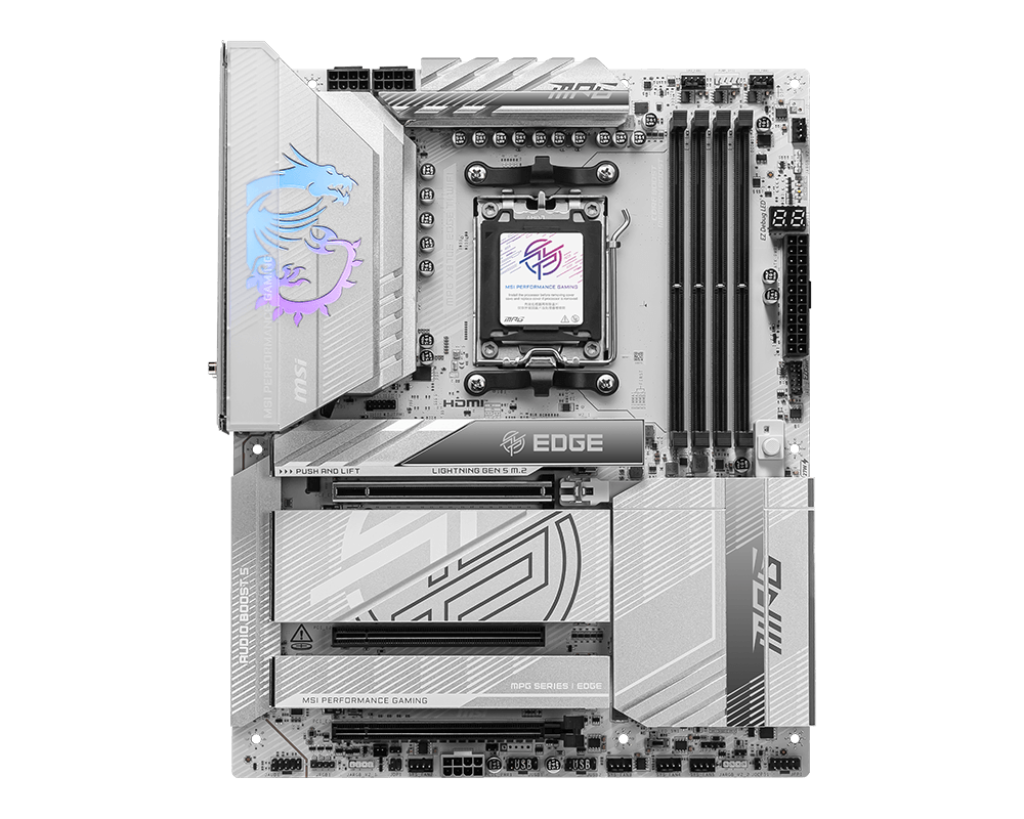 MSI MPG X870E EDGE TI WIFI ATX Motherboard | AM5 | AMD X870E | DDR5‑8400+ OC | PCIe 5.0 x16 | 4× M.2 Gen5 | Wi‑Fi 7 | 5G LAN | USB4 40 Gbps | Realtek ALC4080