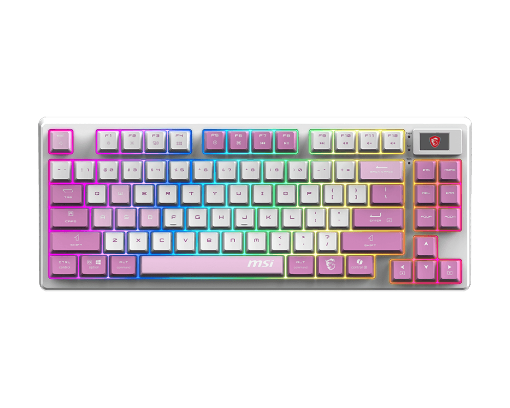 MSI FORGE GK600 TKL Wireless Violet Mechanical Gaming Keyboard | Tri-Mode (2.4 GHz / Bluetooth / USB) | Hot-Swappable Linear Switches | 20-Mode RGB | PBT Keycaps | Full Anti-Ghosting | Tenkeyless Design/English