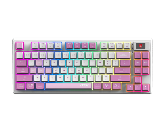 MSI FORGE GK600 TKL Wireless Violet Mechanical Gaming Keyboard | Tri-Mode (2.4 GHz / Bluetooth / USB) | Hot-Swappable Linear Switches | 20-Mode RGB | PBT Keycaps | Full Anti-Ghosting | Tenkeyless Design/English