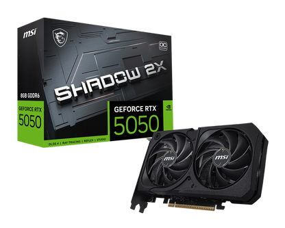 MSI GeForce RTX 5050 8G SHADOW 2X OC | 2560 CUDA Cores | 20 Gbps GDDR6 | Boost 2617 MHz | Dual-Fan | PCIe 5.0 | 130 W
