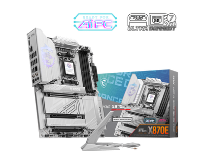 MSI MPG X870E EDGE TI WIFI ATX Motherboard | AM5 | AMD X870E | DDR5‑8400+ OC | PCIe 5.0 x16 | 4× M.2 Gen5 | Wi‑Fi 7 | 5G LAN | USB4 40 Gbps | Realtek ALC4080