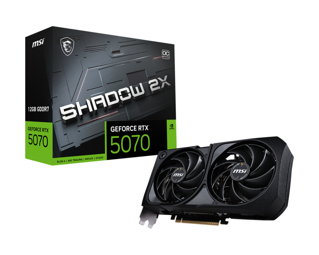 MSI GeForce RTX 5070 12G SHADOW 2X OC | NVIDIA Blackwell | 12GB GDDR7 | 6144 CUDA Cores | 2557 MHz Boost | 4K/8K Support | HDMI 2.1b | DisplayPort 2.1b