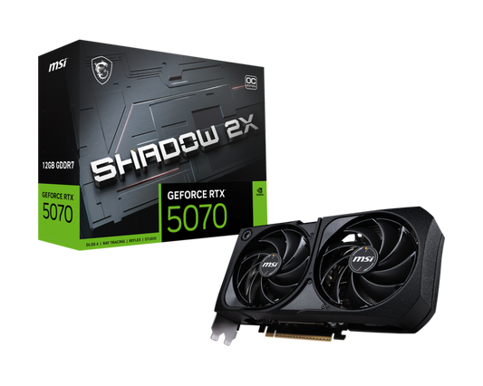 MSI GeForce RTX 5070 12G SHADOW 2X OC | NVIDIA Blackwell | 12GB GDDR7 | 6144 CUDA Cores | 2557 MHz Boost | 4K/8K Support | HDMI 2.1b | DisplayPort 2.1b