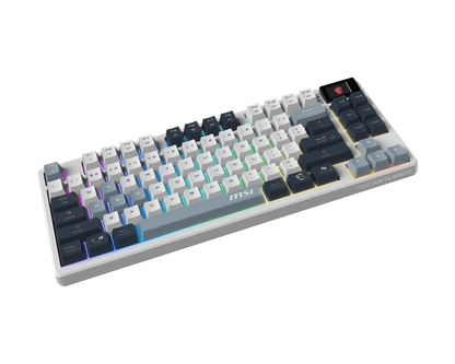 MSI FORGE GK600 TKL Wireless SKY Mechanical Gaming Keyboard | Tri-Mode Connectivity (2.4G / Bluetooth / USB) | Hot-Swappable Linear Switches | RGB Backlighting | PBT Keycaps | Tenkeyless Design | Rechargeable Battery/English