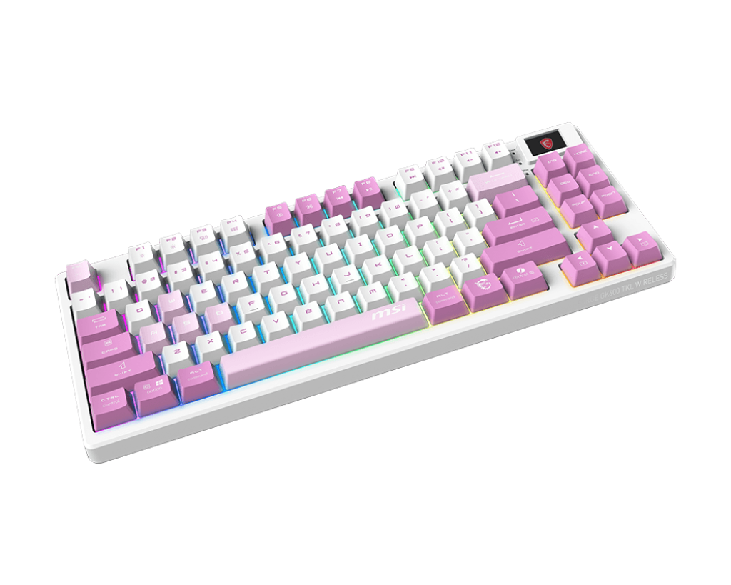 MSI FORGE GK600 TKL Wireless Violet Mechanical Gaming Keyboard | Tri-Mode (2.4 GHz / Bluetooth / USB) | Hot-Swappable Linear Switches | 20-Mode RGB | PBT Keycaps | Full Anti-Ghosting | Tenkeyless Design/English