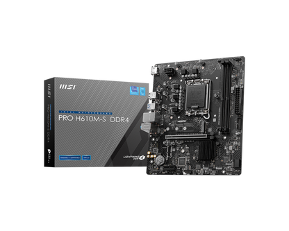 MSI PRO H610M‑S DDR4 Micro‑ATX Motherboard | Intel H610 | LGA 1700 | DDR4‑3200 | PCIe 4.0 x16 | Gen3 M.2 | HDMI 4K | Realtek 1 Gb LAN | ALC897 Audio