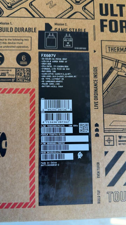 ASUS TUF GAMING F16 FX607VU-RL159 | Intel Core i7-13620H | RAM 16GB | SSD 1TB | NVIDIA RTX 4050 6GB | 16.0 inch WUXGA IPS 144Hz | Mecha Gray