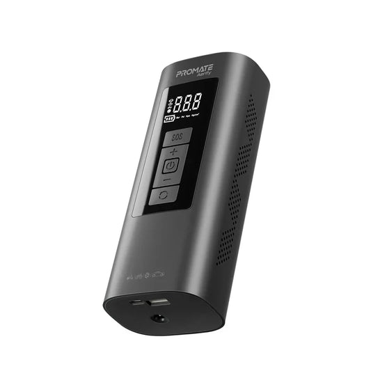 Promate Aerify 150 PSI Portable Air Compressor & Power Bank | 6 | 000 mAh Battery | 25 L/min Airflow | LED Light