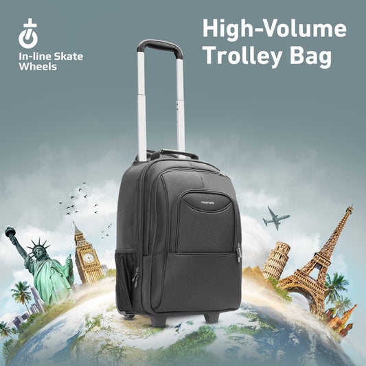 Promate Mogul-TR 2-in-1 Trolley Laptop Bag | Up to 16″ | Water-Resistant with Wheels & Hidden Backpack Straps