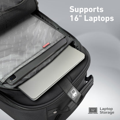 Promate Mogul-TR 2-in-1 Trolley Laptop Bag | Up to 16″ | Water-Resistant with Wheels & Hidden Backpack Straps