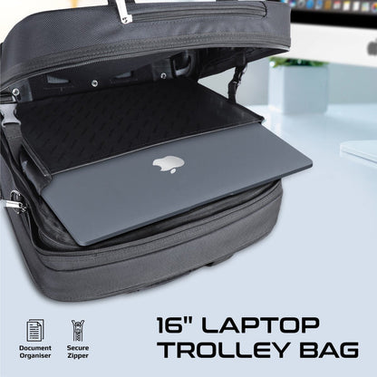 Promate Persona-TR Versatile 2-in-1 Travel Trolley Bag for 16″ Laptop | Water-Resistant | Telescoping Handle | In-Line Wheels
