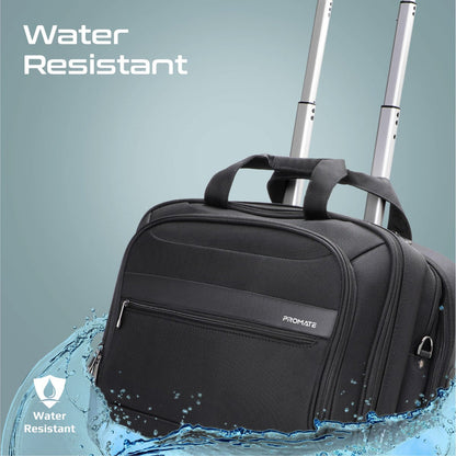 Promate Persona-TR Versatile 2-in-1 Travel Trolley Bag for 16″ Laptop | Water-Resistant | Telescoping Handle | In-Line Wheels
