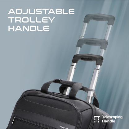 Promate Persona-TR Versatile 2-in-1 Travel Trolley Bag for 16″ Laptop | Water-Resistant | Telescoping Handle | In-Line Wheels