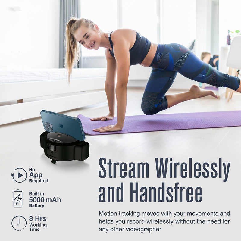 Promate Ai SmartTrack HD Handsfree Streaming Webcam • 360° Auto Rotation • 3 Mode LED Light • 8 Hour Working time • 5000mAh Power Bank • No App Required