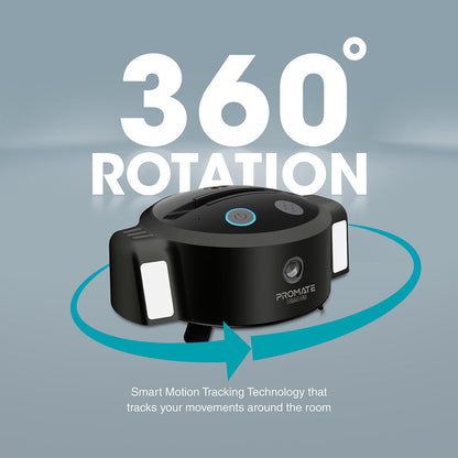 Promate Ai SmartTrack HD Handsfree Streaming Webcam • 360° Auto Rotation • 3 Mode LED Light • 8 Hour Working time • 5000mAh Power Bank • No App Required
