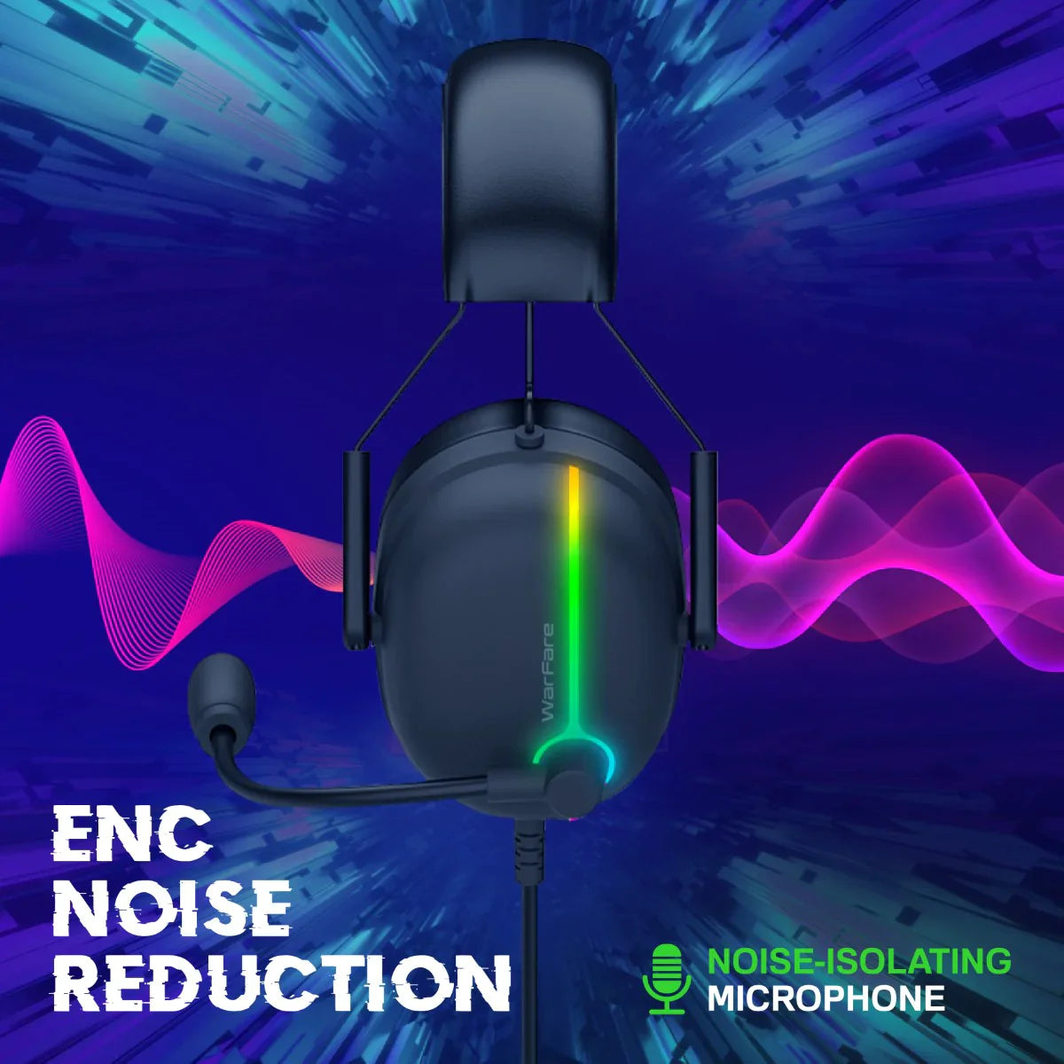 VERTUX warfare Extreme Performance 7.1 Surround Sound Gaming Headset with ENC Microphone & Vibration Feedback