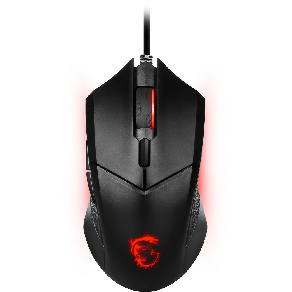 MSI Clutch GM08 Gaming Mouse – 4200 DPI, Adjustable Weight, 6 Buttons, Red LED, Symmetrical Design