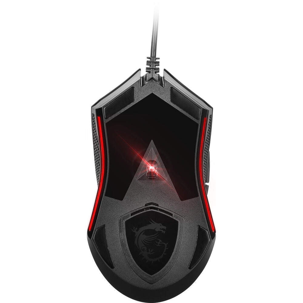 MSI Clutch GM08 Gaming Mouse – 4200 DPI, Adjustable Weight, 6 Buttons, Red LED, Symmetrical Design