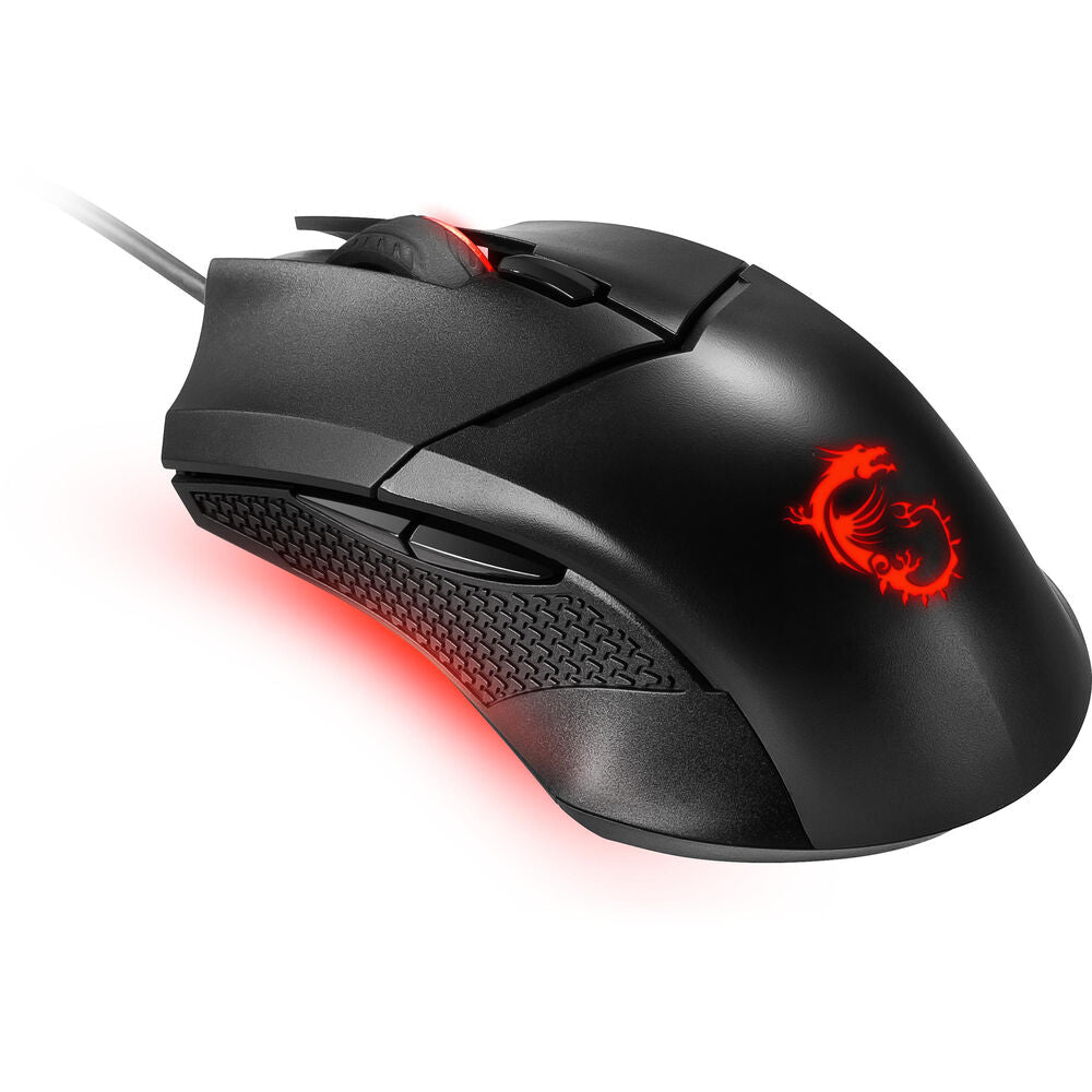MSI Clutch GM08 Gaming Mouse – 4200 DPI, Adjustable Weight, 6 Buttons, Red LED, Symmetrical Design
