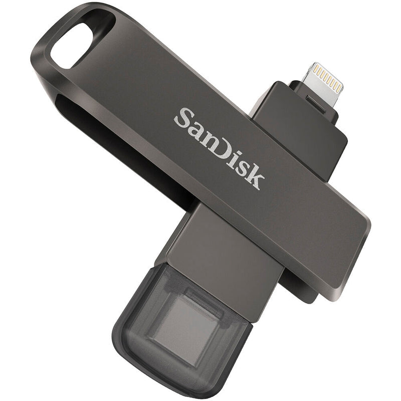 SanDisk iXpand Flash Drive Luxe 64GB – Dual USB Type-C & Lightning Connectors, USB 3.1 Gen 1, All-Metal Swivel Design, Automatic iPhone Backup