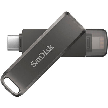 SanDisk iXpand Flash Drive Luxe 64GB – Dual USB Type-C & Lightning Connectors, USB 3.1 Gen 1, All-Metal Swivel Design, Automatic iPhone Backup