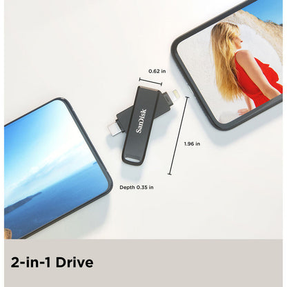 SanDisk iXpand Flash Drive Luxe 64GB – Dual USB Type-C & Lightning Connectors, USB 3.1 Gen 1, All-Metal Swivel Design, Automatic iPhone Backup