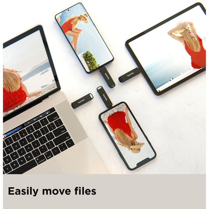 SanDisk iXpand Flash Drive Luxe 64GB – Dual USB Type-C & Lightning Connectors, USB 3.1 Gen 1, All-Metal Swivel Design, Automatic iPhone Backup