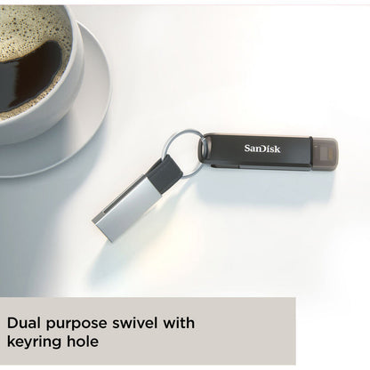 SanDisk iXpand Flash Drive Luxe 64GB – Dual USB Type-C & Lightning Connectors, USB 3.1 Gen 1, All-Metal Swivel Design, Automatic iPhone Backup