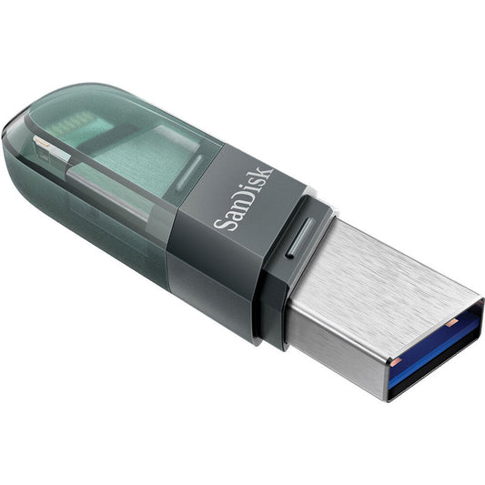 SanDisk iXpand Flash Drive Flip 64GB – Dual Lightning & USB 3.1 Type-A, Automatic iPhone Backup, Password Protection, Sea Green