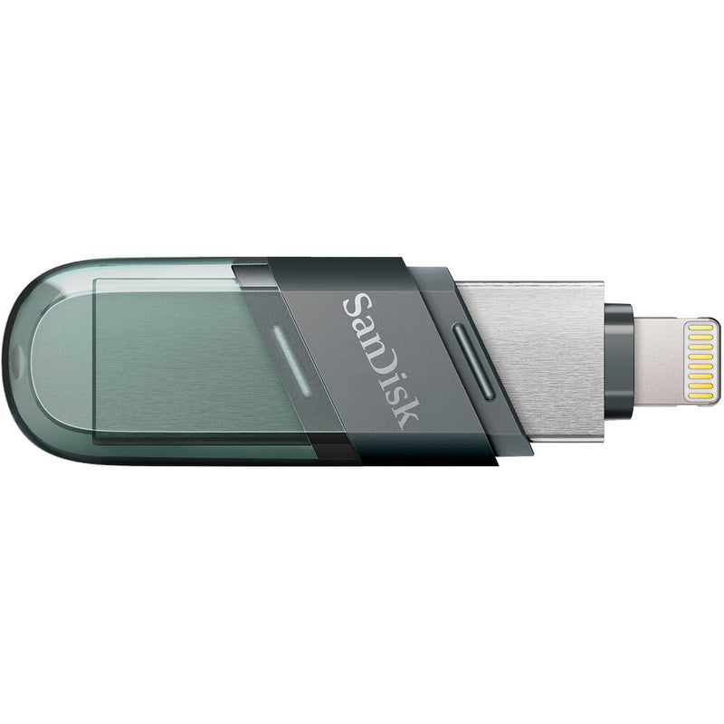 SanDisk iXpand Flash Drive Flip 64GB – Dual Lightning & USB 3.1 Type-A, Automatic iPhone Backup, Password Protection, Sea Green
