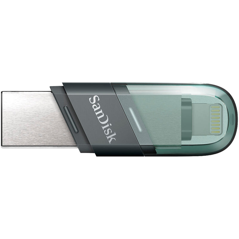 SanDisk iXpand Flash Drive Flip 64GB – Dual Lightning & USB 3.1 Type-A, Automatic iPhone Backup, Password Protection, Sea Green