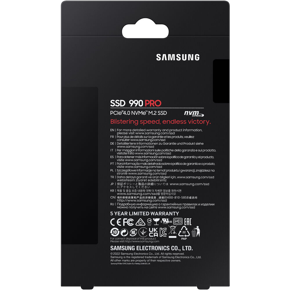Samsung 990 PRO 4TB NVMe PCIe Gen 4.0 M.2 SSD – Up to 7,450 MB/s Read, 6,900 MB/s Write, Smart Thermal Control, Enhanced Power Efficiency