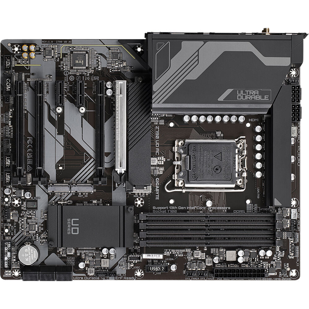 Gigabyte Z790 UD AC (rev.1.x) ATX Motherboard | LGA 1700 | DDR5 up to 7600 MT/s | PCIe 5.0/M.2 | USB 3.2 Gen2x2 | Wi‑Fi 5 | 2.5 GbE