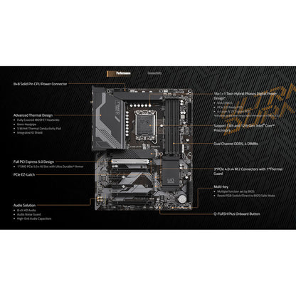 Gigabyte Z790 UD AC (rev.1.x) ATX Motherboard | LGA 1700 | DDR5 up to 7600 MT/s | PCIe 5.0/M.2 | USB 3.2 Gen2x2 | Wi‑Fi 5 | 2.5 GbE