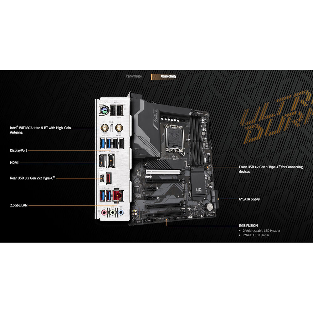 Gigabyte Z790 UD AC (rev.1.x) ATX Motherboard | LGA 1700 | DDR5 up to 7600 MT/s | PCIe 5.0/M.2 | USB 3.2 Gen2x2 | Wi‑Fi 5 | 2.5 GbE