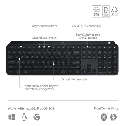 Logitech MX Keys S Wireless Keyboard(Graphite ) (En)
