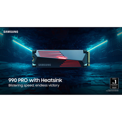 Samsung 990 PRO 1TB NVMe PCIe Gen 4.0 M.2 SSD with Heatsink | Up to 7 | 450 MB/s Read | 6 | 900 MB/s Write | PS5 Compatible | Smart Thermal Control