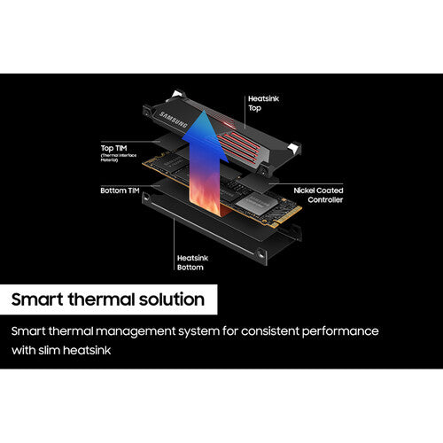 Samsung 990 PRO 4TB NVMe PCIe Gen 4.0 M.2 SSD with Heatsink – Up to 7,450 MB/s Read, 6,900 MB/s Write, PS5 Compatible, Smart Thermal Control