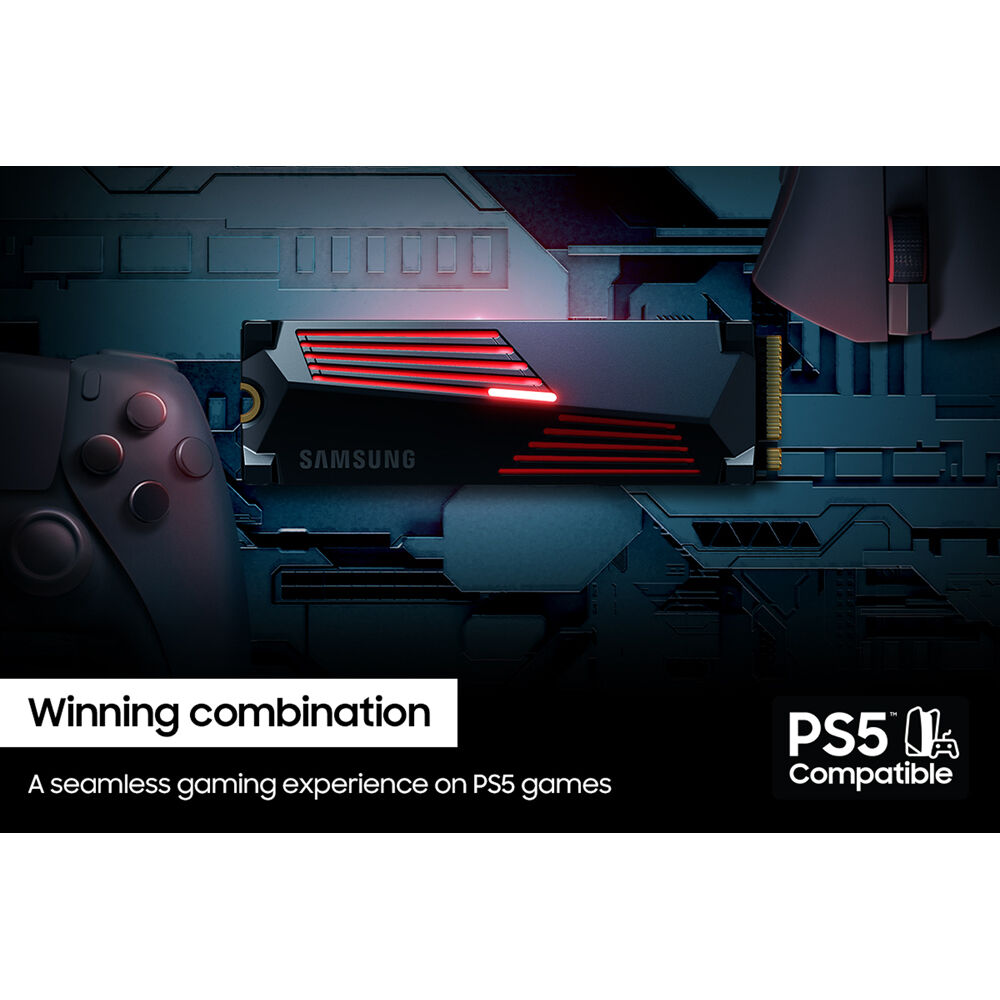 Samsung 990 PRO 1TB NVMe PCIe Gen 4.0 M.2 SSD with Heatsink | Up to 7 | 450 MB/s Read | 6 | 900 MB/s Write | PS5 Compatible | Smart Thermal Control
