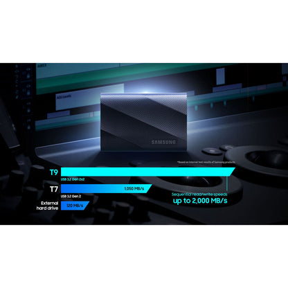 Samsung T9 2TB Portable SSD – USB 3.2 Gen 2x2, Up to 2,000 MB/s Read, Rugged Design, AES 256-bit Encryption, Black
