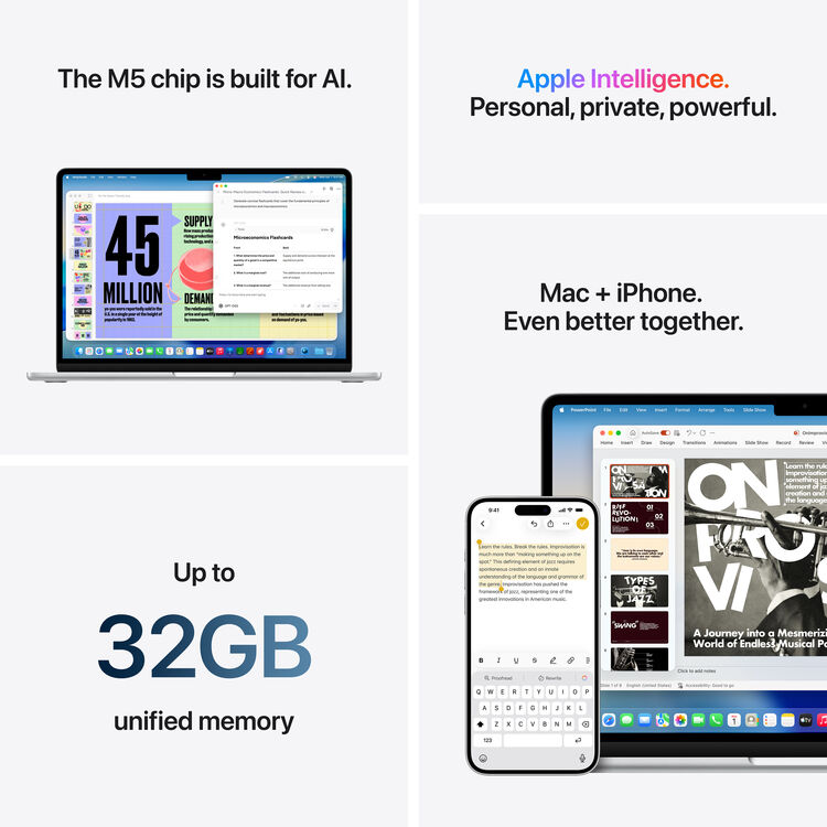 Apple 13" MacBook Air M5 10-Core CPU - 16GB  RAM - 512GB SSD - 8-Core GPU - Arabic (Sky Blue)